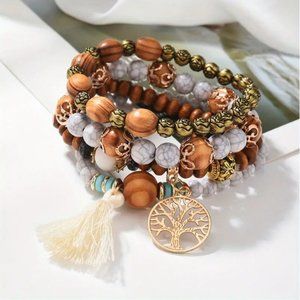 🍏50% OFF/3+..4-piece Set of Bohemian Style Tree Of Life Charm Bracelets (White)
